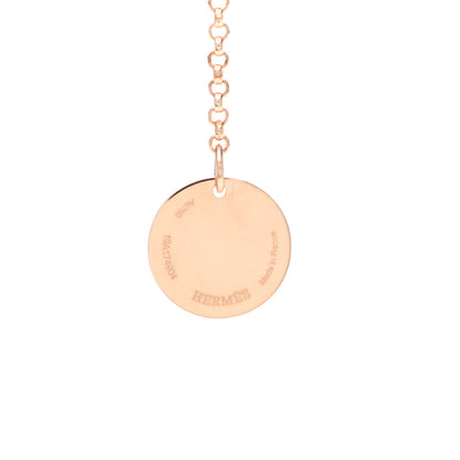 Hermes 18K Rose Gold Diamond PM Ex-Libris Pendant Necklace 4 of 5