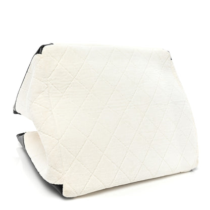 Chanel Cotton Lambskin Quilted CC Tote White Black 5 of 11