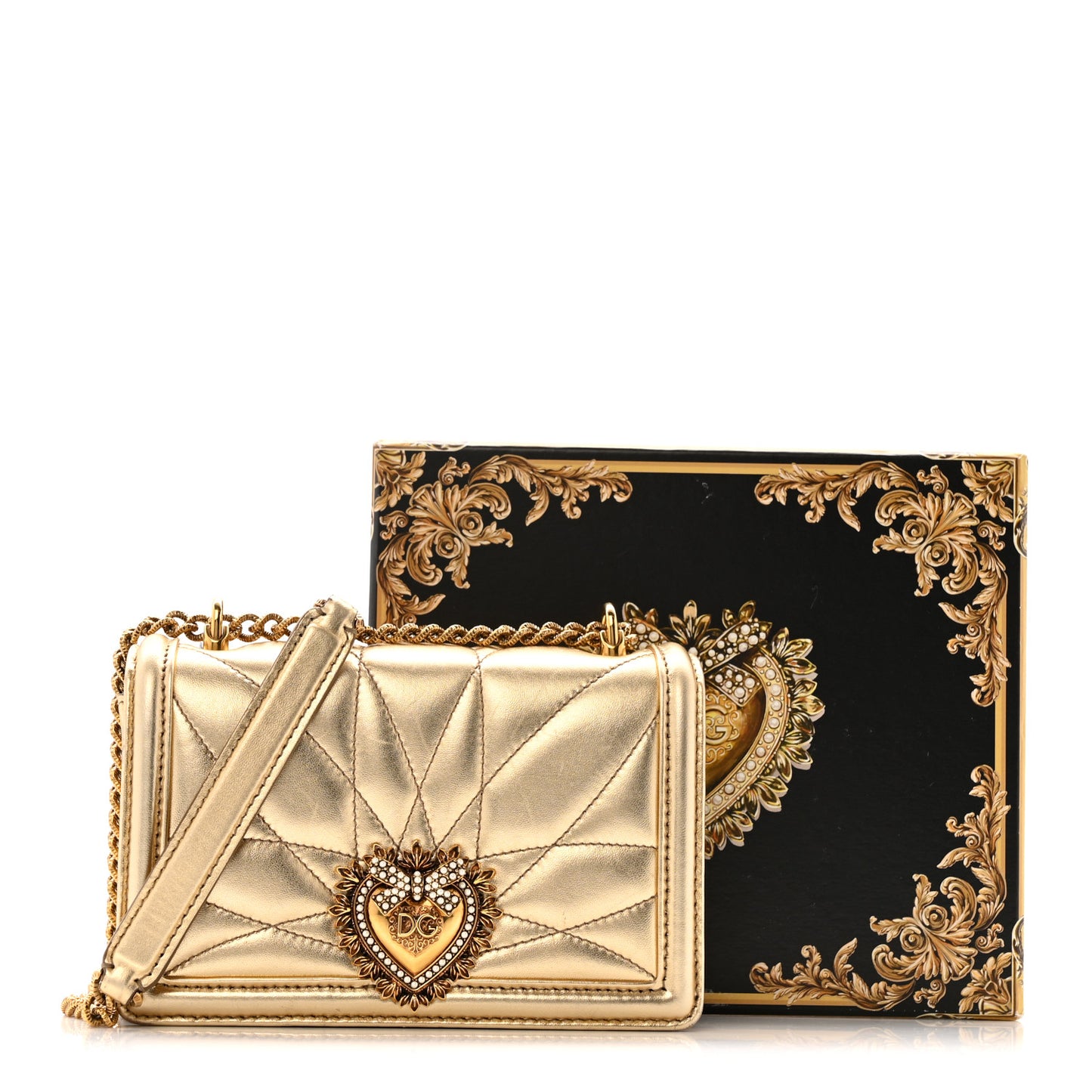 Metallic Nappa Quilted Mini Devotion Crossbody Bag Gold
