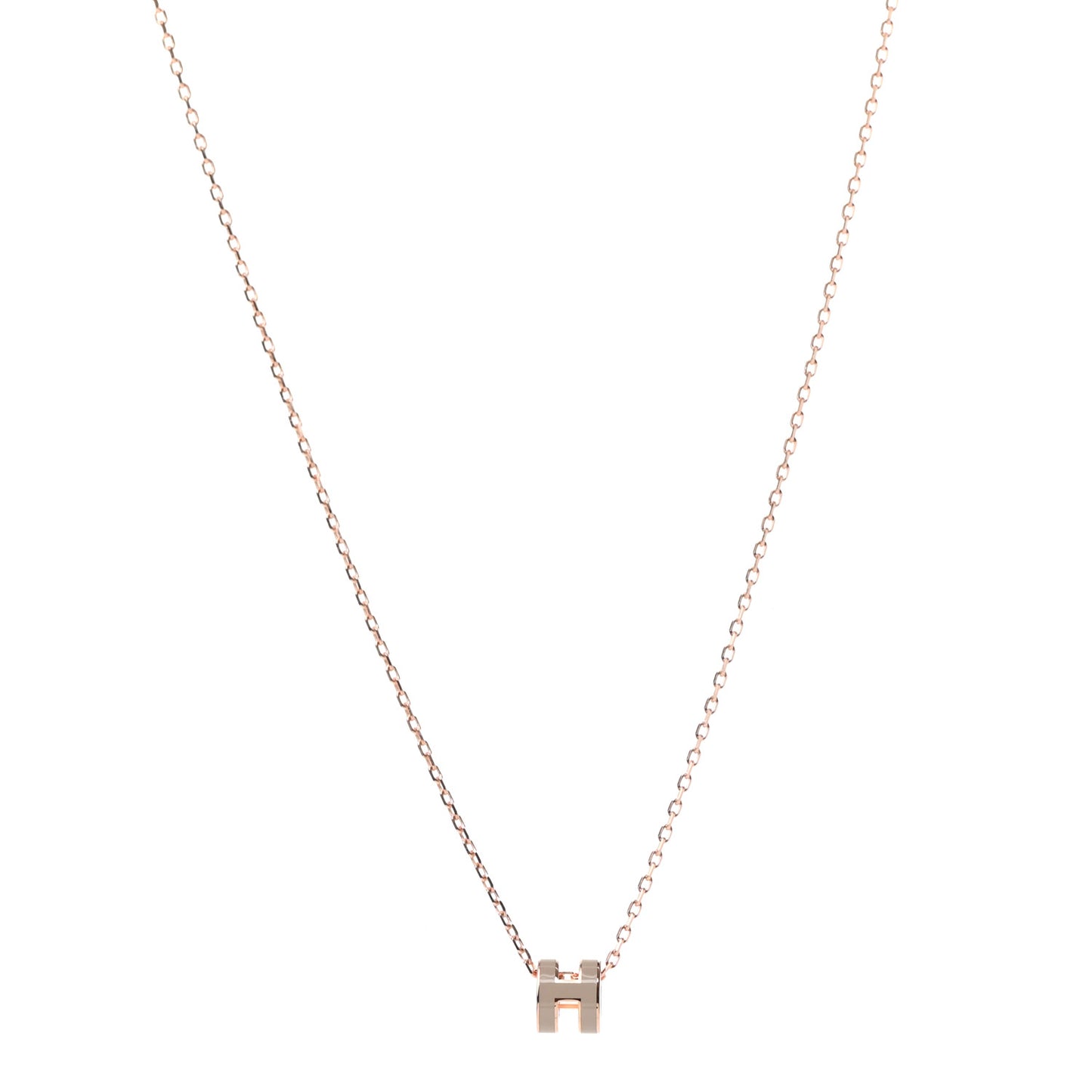 Lacquered Rose Gold Mini Pop H Pendant Necklace Marron Glace