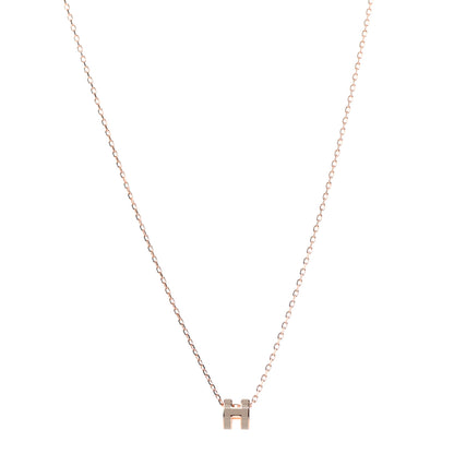 Hermes Lacquered Rose Gold Mini Pop H Pendant Necklace Marron Glace 1 of 5
