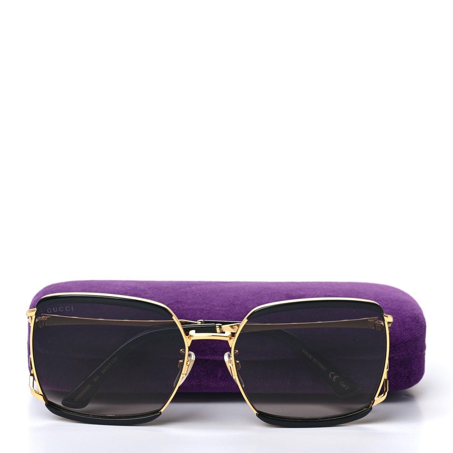 Metal Square Frame GG0593SK Sunglasses Gold Black