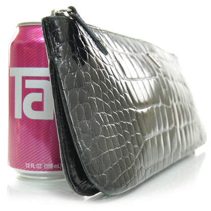 Prada Crocodile Embossed Long Clutch Black 3 of 9