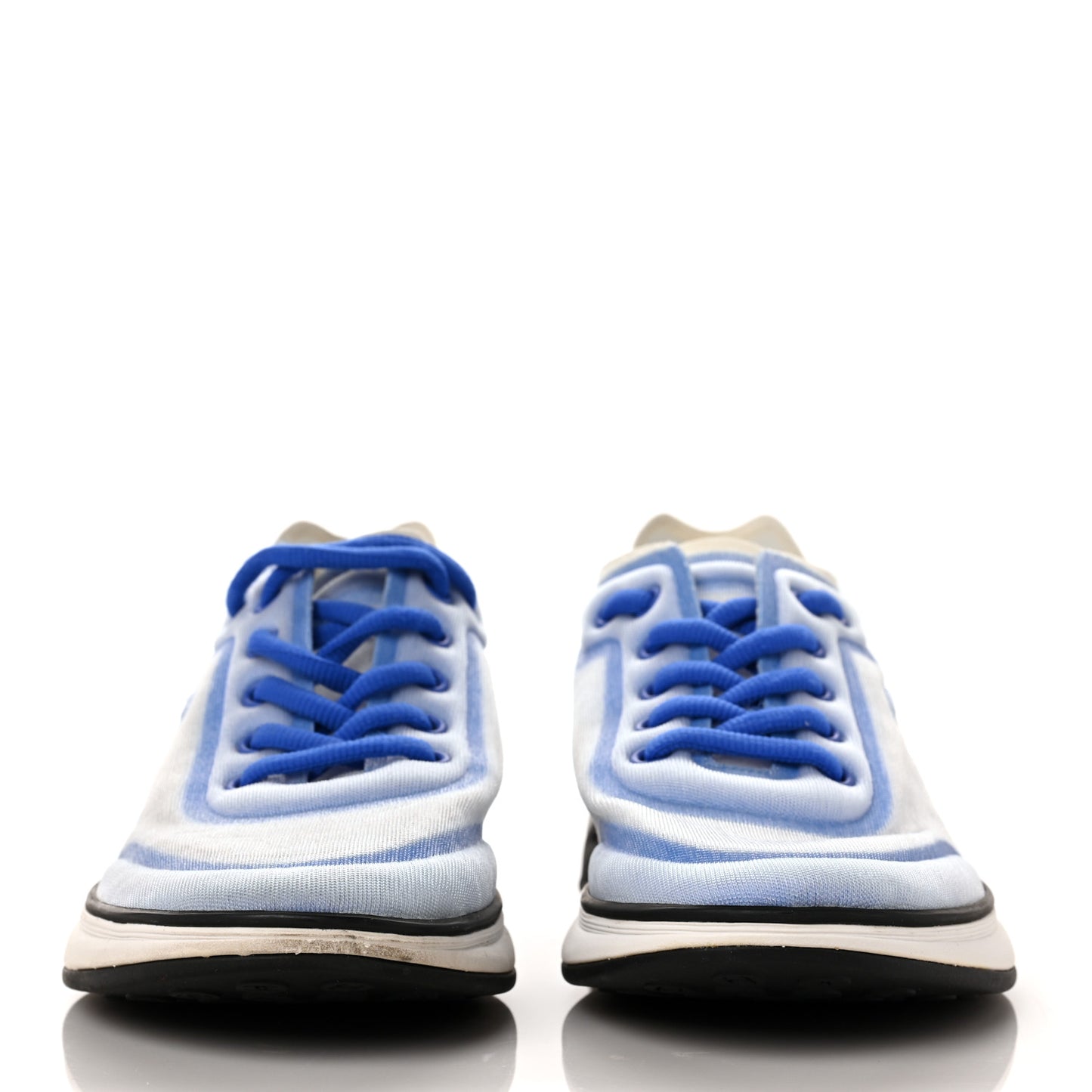 Calfskin Mesh Lycra Women's Logo Sneakers 38.5 White Blue
