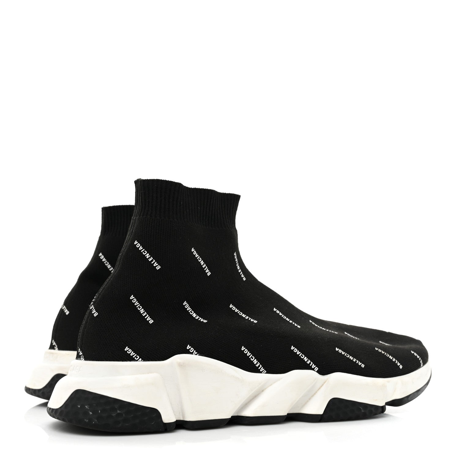Balenciaga Neoprene Knit Allover Logo Bi-Color Sole Mens Speed Sneakers 11 Black White 5 of 9