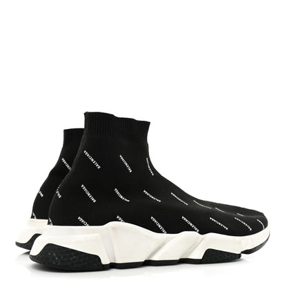 Balenciaga Neoprene Knit Allover Logo Bi-Color Sole Mens Speed Sneakers 11 Black White 5 of 9