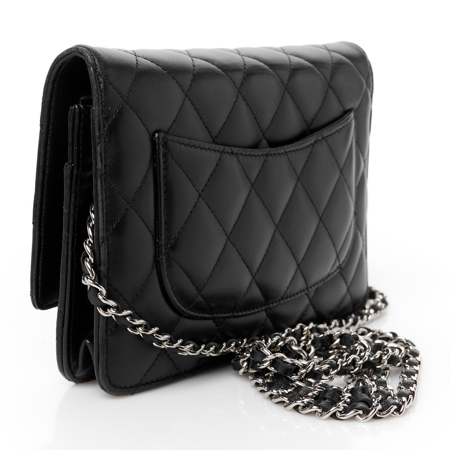 Chanel Lambskin Quilted Wallet On Chain WOC Black 3 of 12