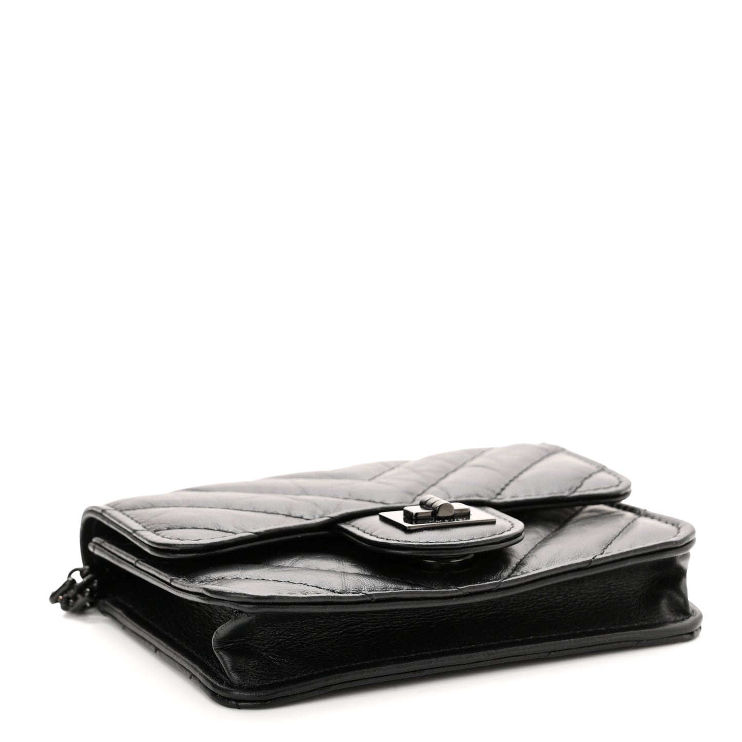 Aged Calfskin Chevron Quilted Reissue Belt Bag Black