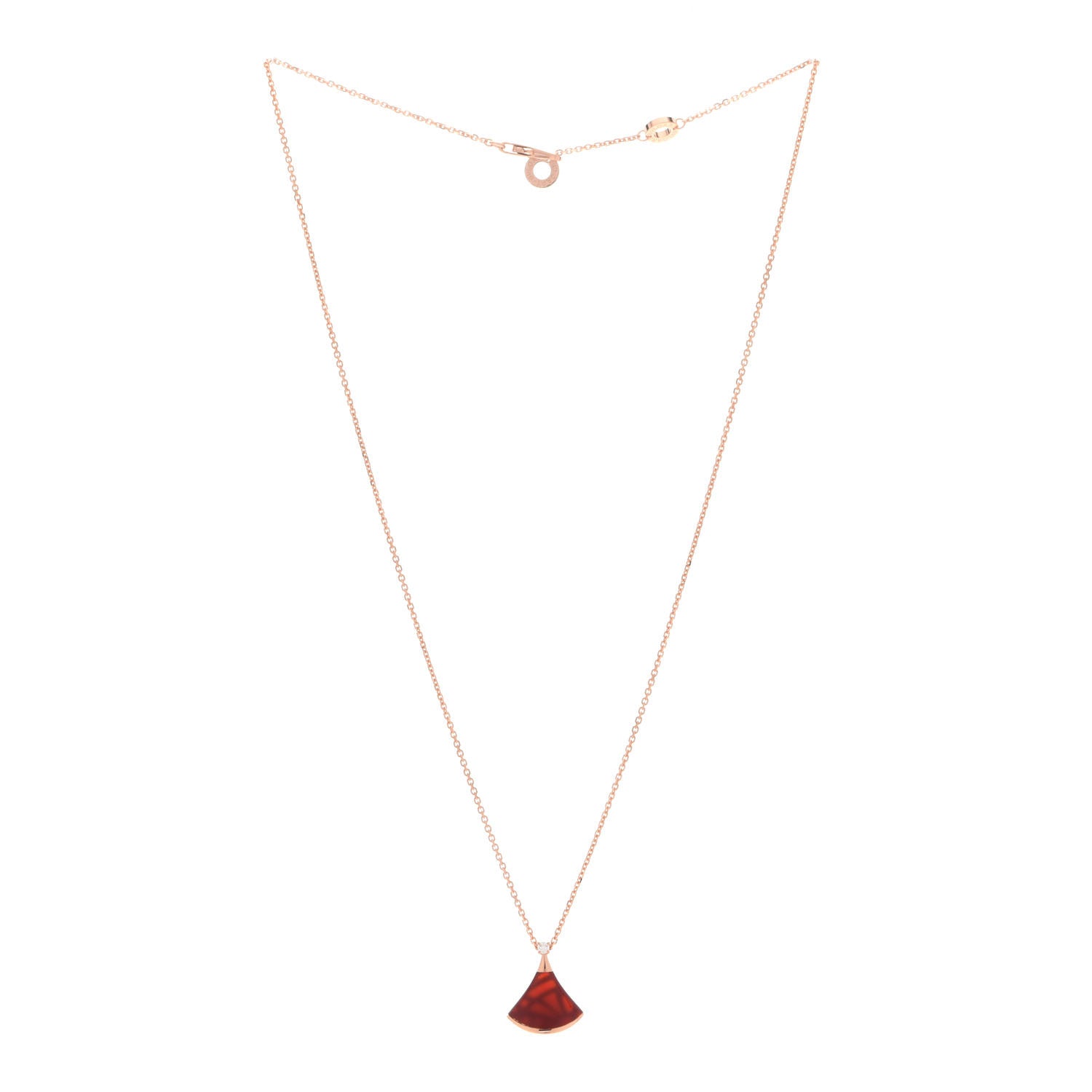 Bulgari 18K Rose Gold Diamond Carnelian Divas' Dream Pendant Necklace 3 of 6