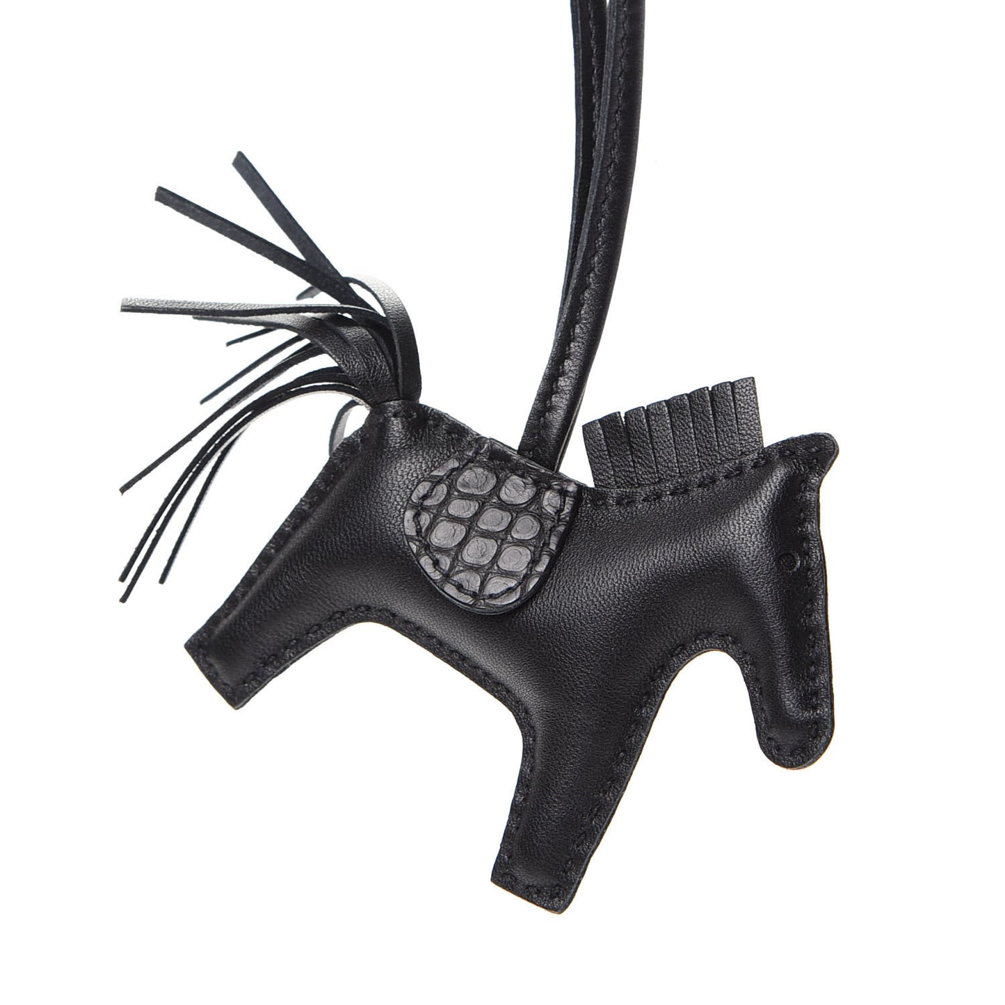 Milo Lambskin Matte Alligator Touch Grigri Rodeo Horse Bag Charm PM So Black