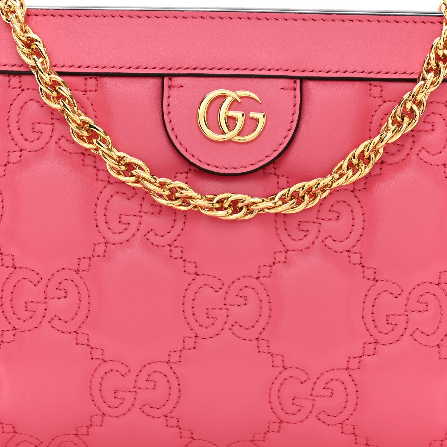 Gucci Calfskin GG Matelasse Small Slim Chain Shoulder Bag Rhodamine Pink Natural 8 of 10