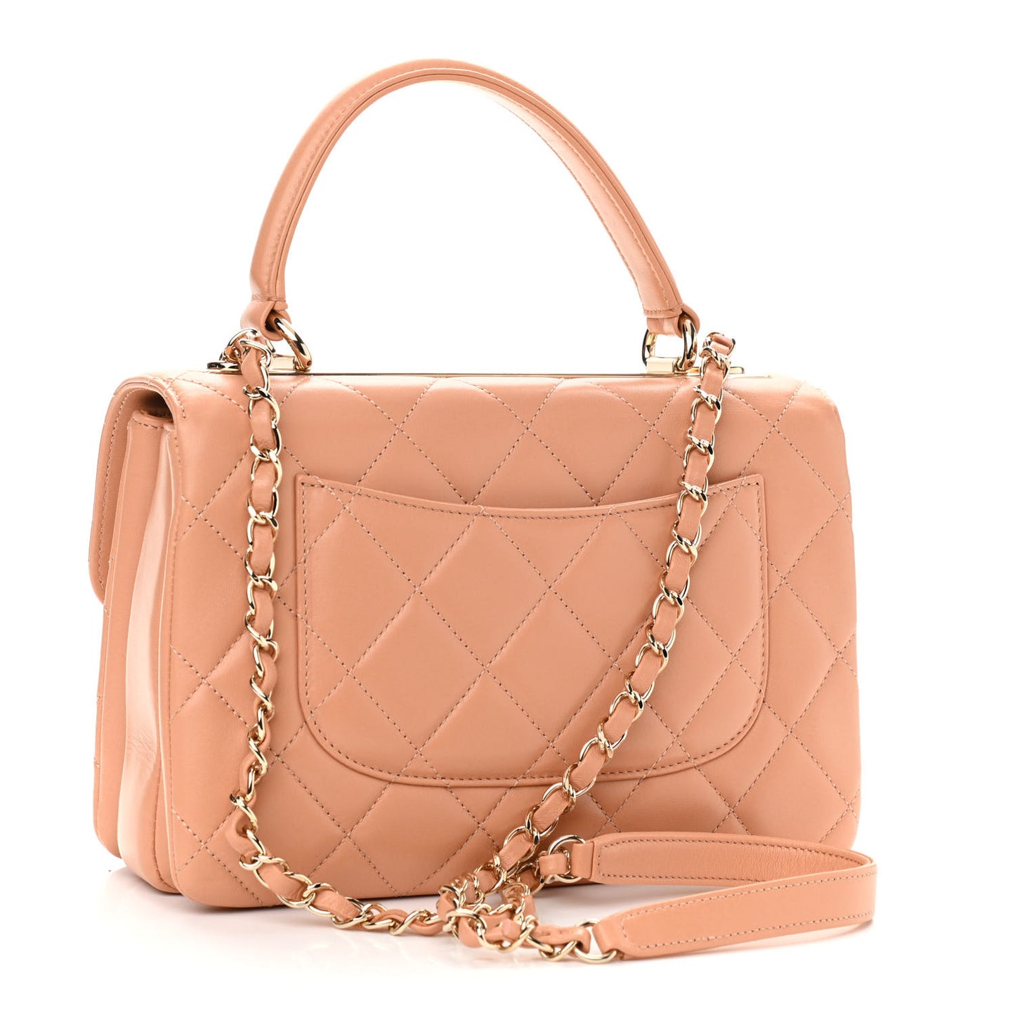 Lambskin Quilted Small Trendy CC Dual Handle Flap Bag Camel