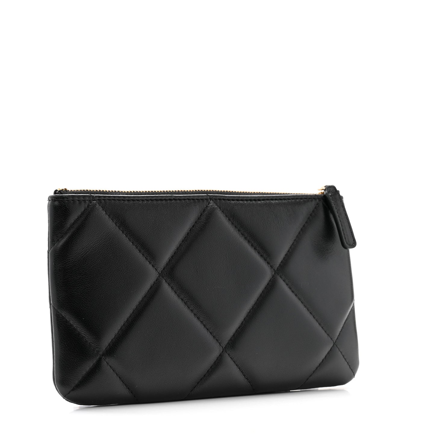 Lambskin Quilted Small Chanel 19 Pouch Black