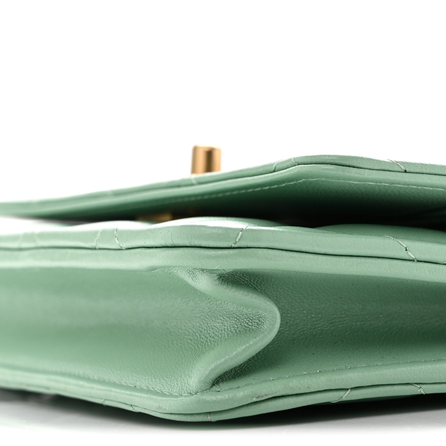Lambskin Quilted Logo WOC Wallet On Chain Green