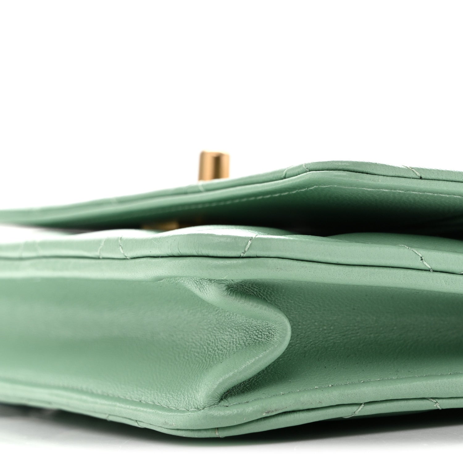 Chanel Lambskin Quilted Logo WOC Wallet On Chain Green 9 of 11