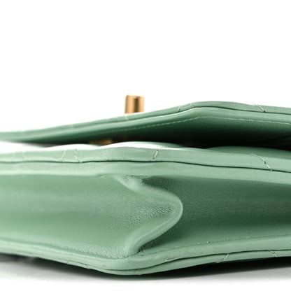 Chanel Lambskin Quilted Logo WOC Wallet On Chain Green 9 of 11