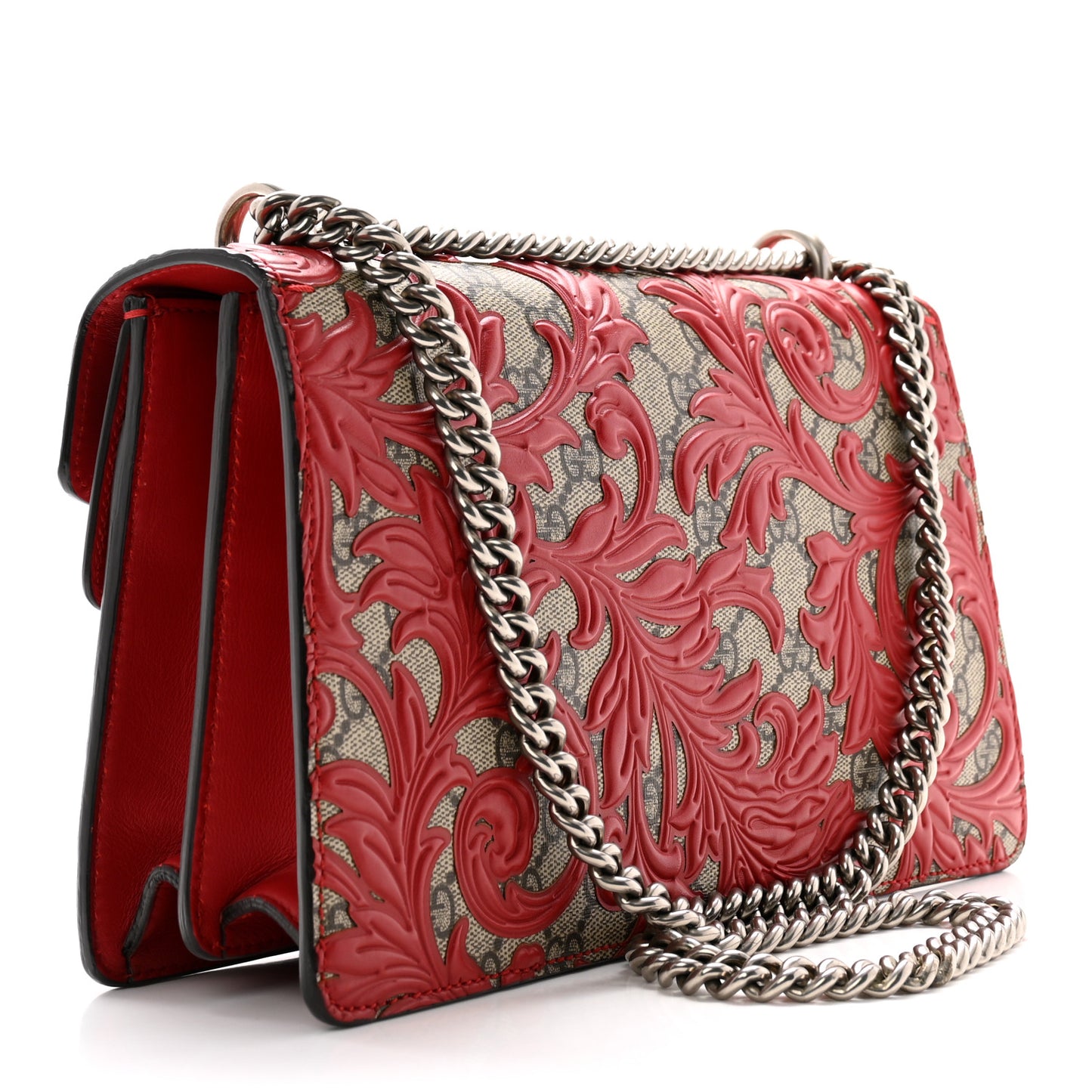 GG Supreme Monogram Arabesque Small Dionysus Shoulder Bag Hibiscus Red