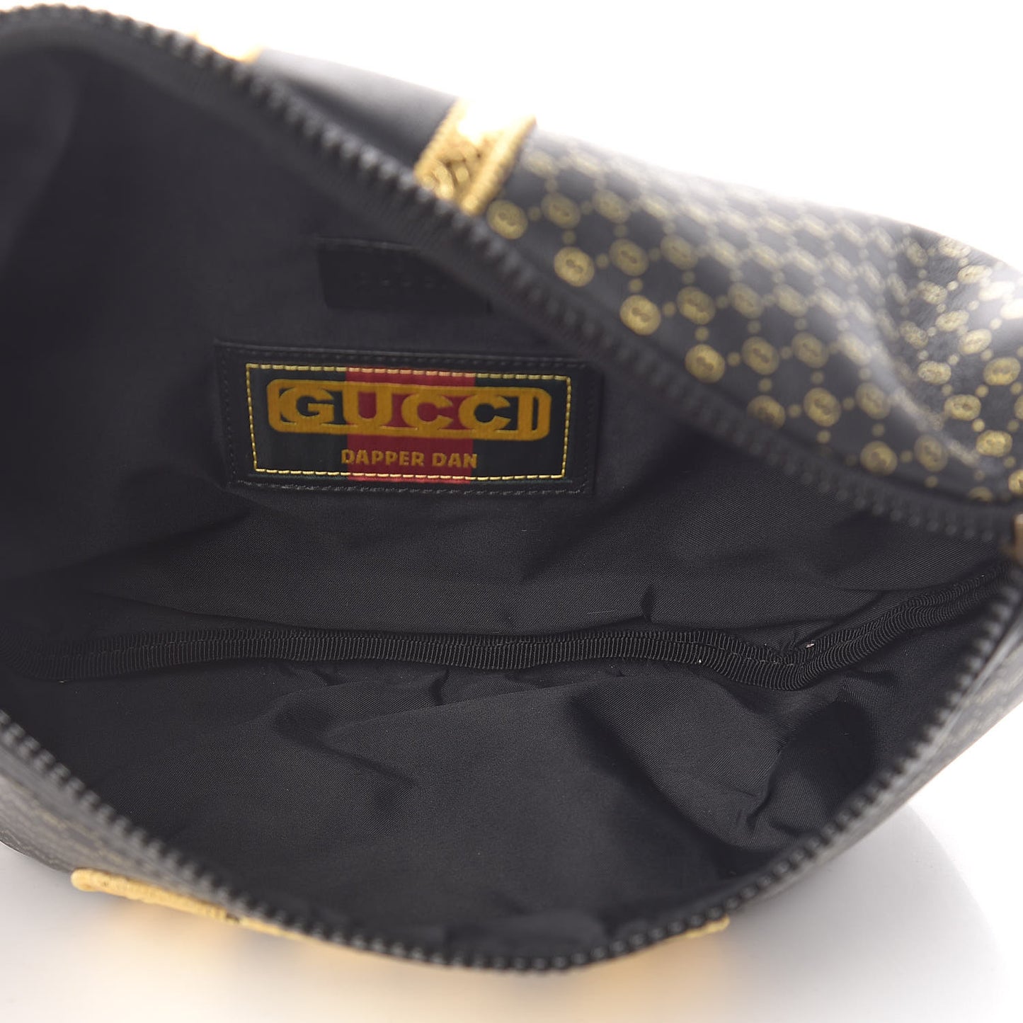 X DAPPER DAN Calfskin Laminated Ayers GG Micro Monogram Mens Belt Bag Black