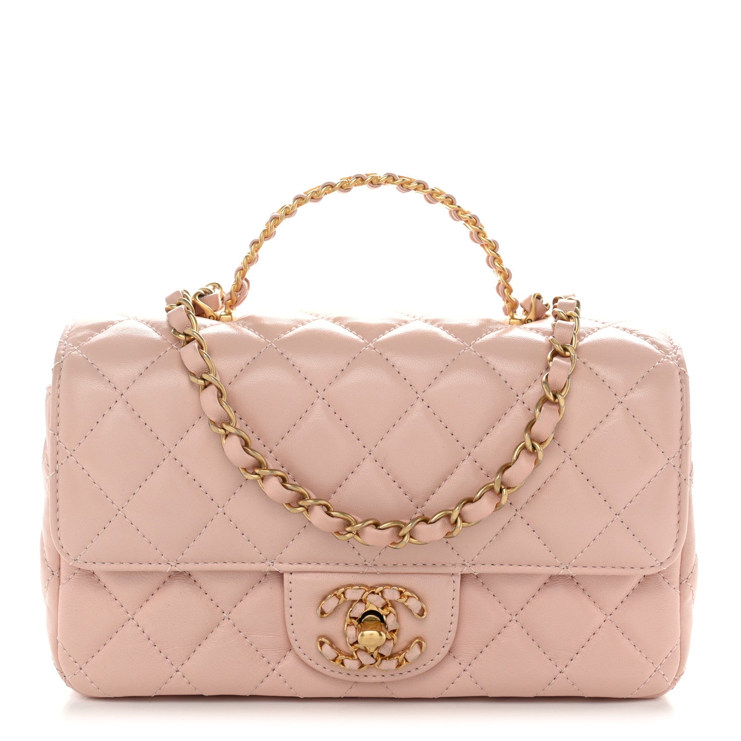 Chanel Lambskin Quilted Mini Strass On Top Flap Light Pink 1 of 10