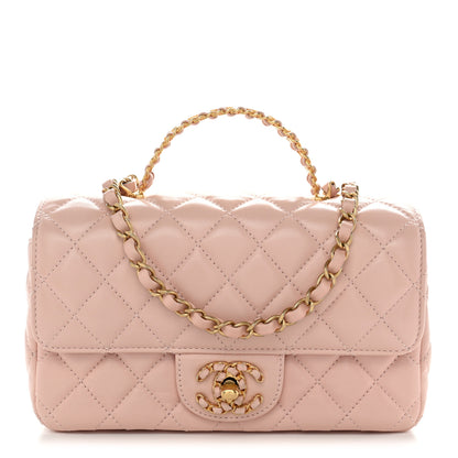 Chanel Lambskin Quilted Mini Strass On Top Flap Light Pink 1 of 10