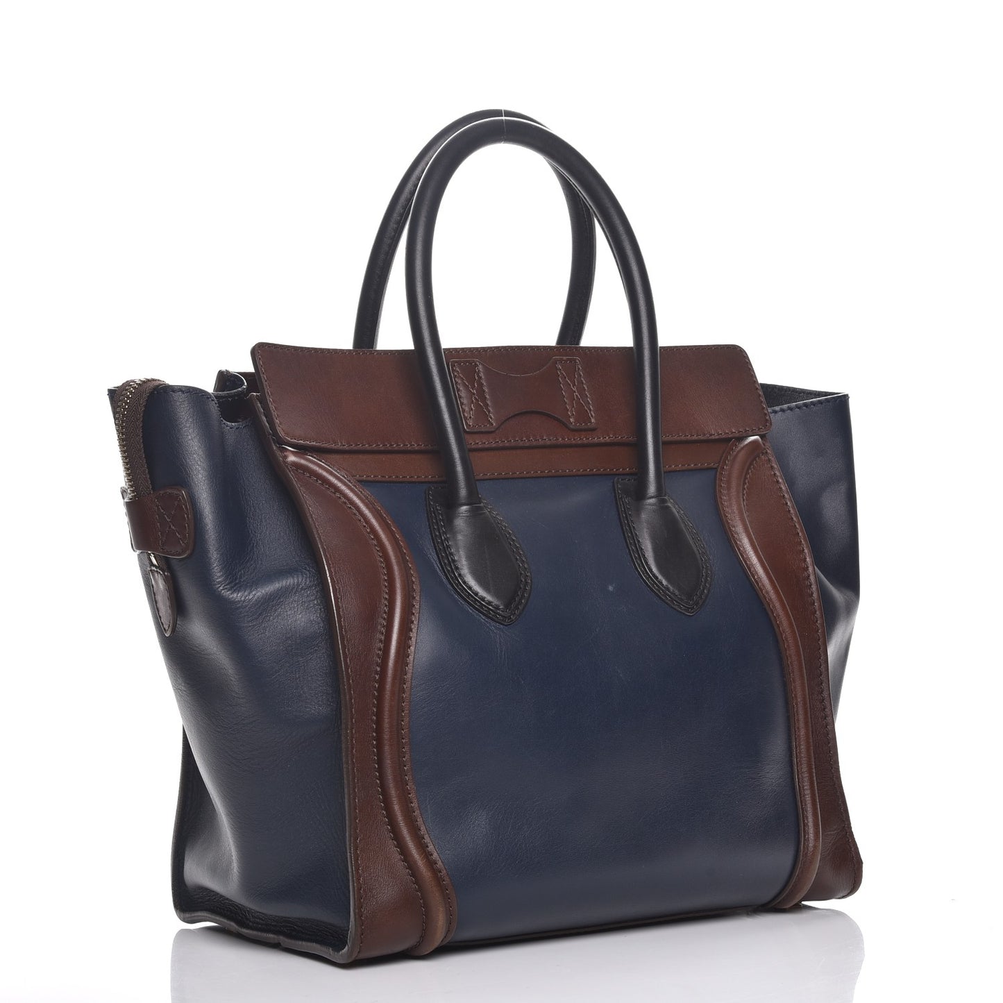 Smooth Calfskin Mini Bi-Color Luggage Navy