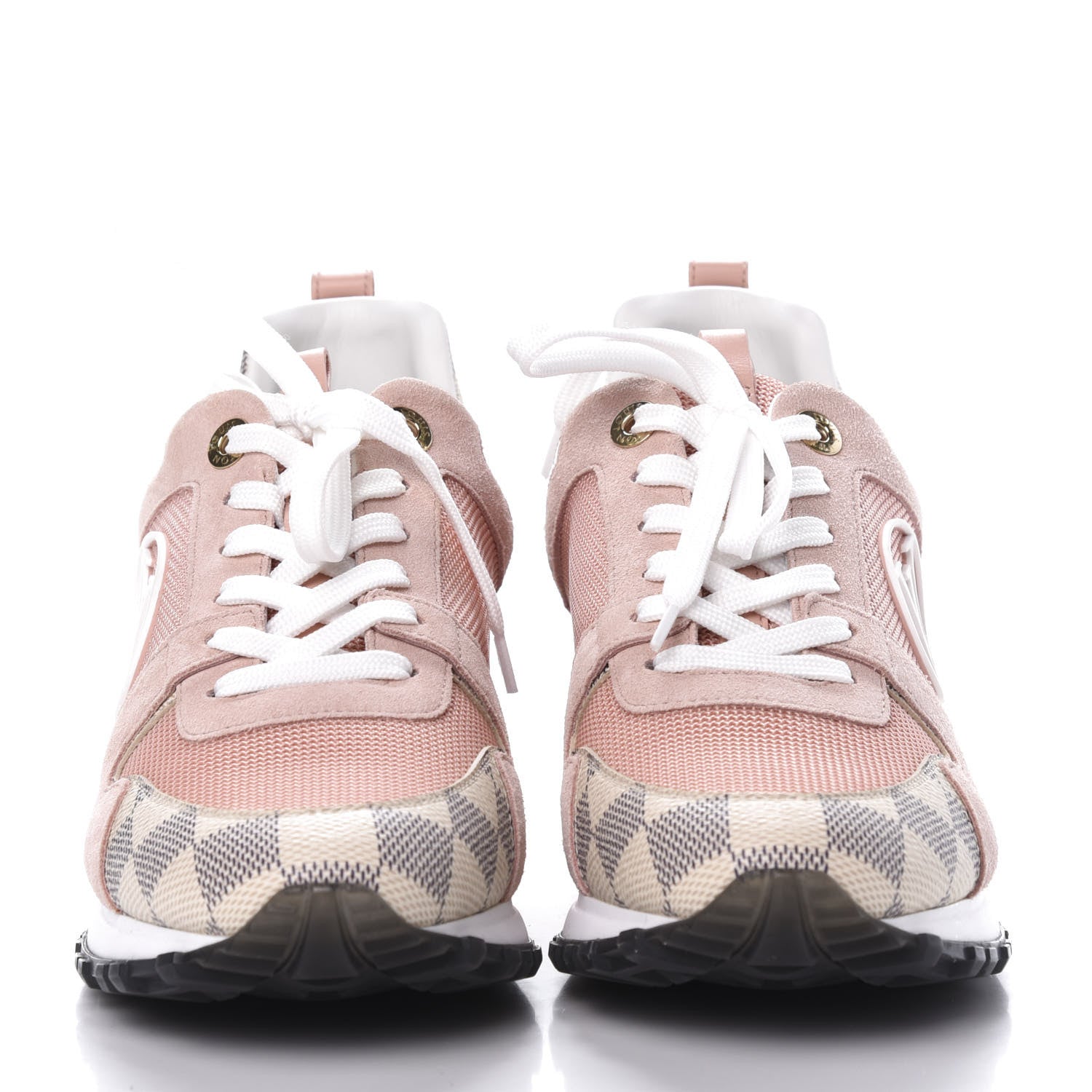 Louis Vuitton Suede Damier Azur Run Away Sneakers 38 Pink 2 of 9