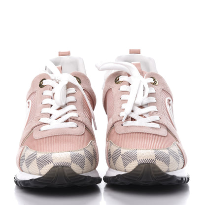 Louis Vuitton Suede Damier Azur Run Away Sneakers 38 Pink 2 of 9