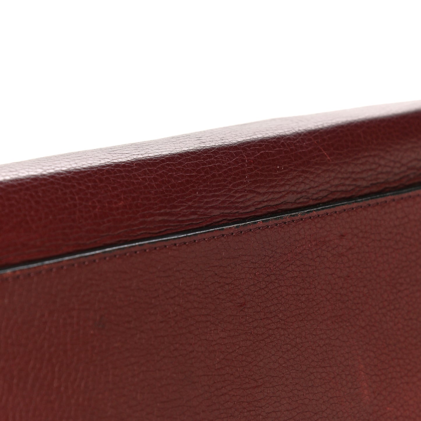 Drummed Calfskin Large Edge Shoulder Bag Burgundy