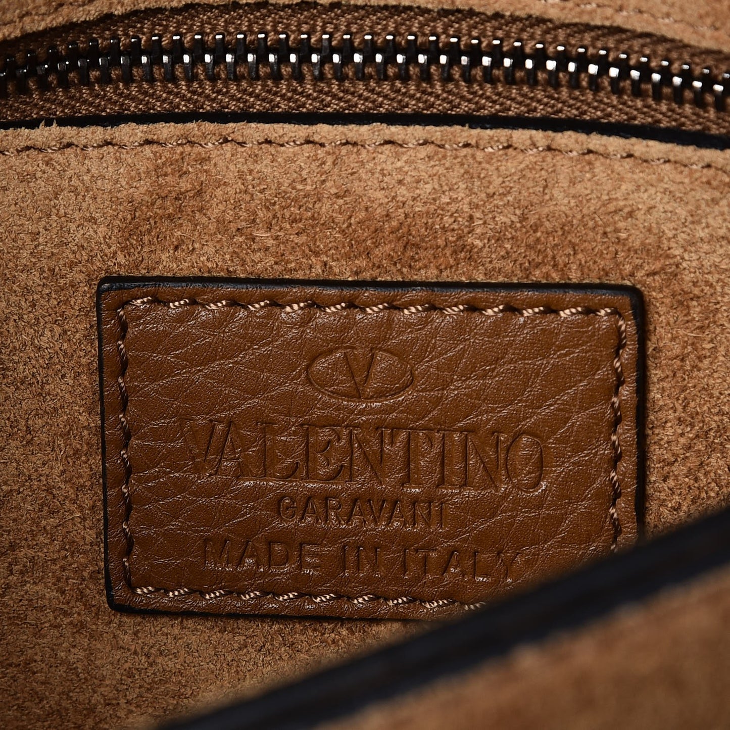 Pebbled Calfskin Rockstud Wristlet Clutch Brown