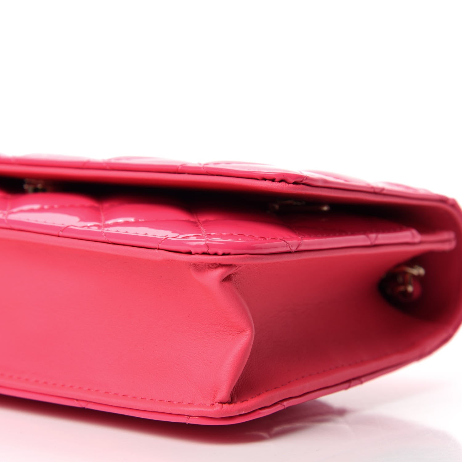 Chanel Patent Calfskin Quilted Wallet On Chain WOC Pink 7 of 11