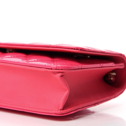 Chanel Patent Calfskin Quilted Wallet On Chain WOC Pink 7 of 11