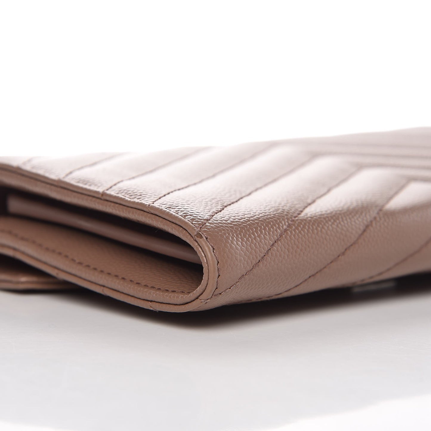 Grain De Poudre Matelasse Chevron Monogram Flap Wallet Taupe