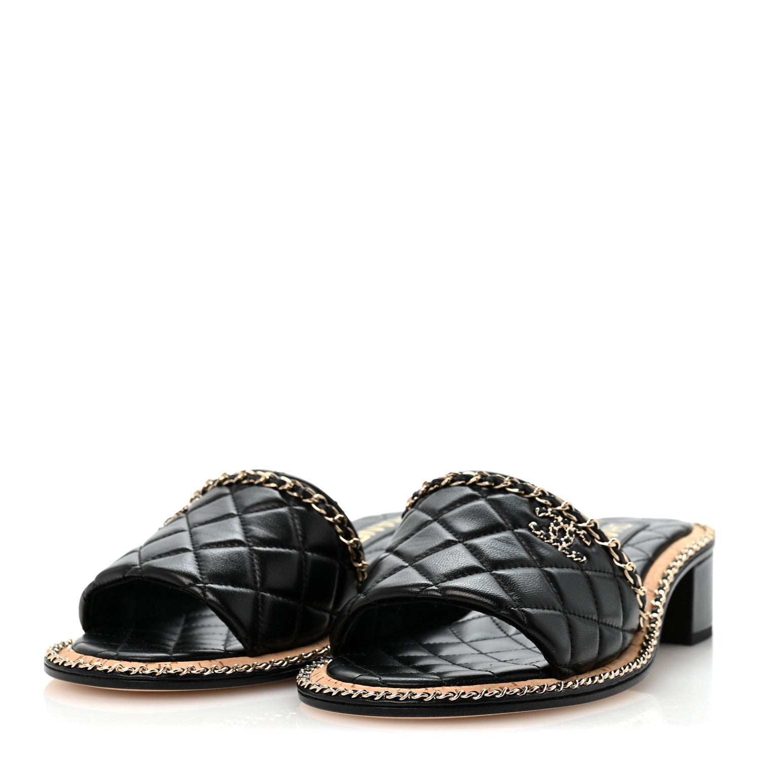 Chanel Lambskin Quilted Chain CC Mules 39 Black 4 of 9