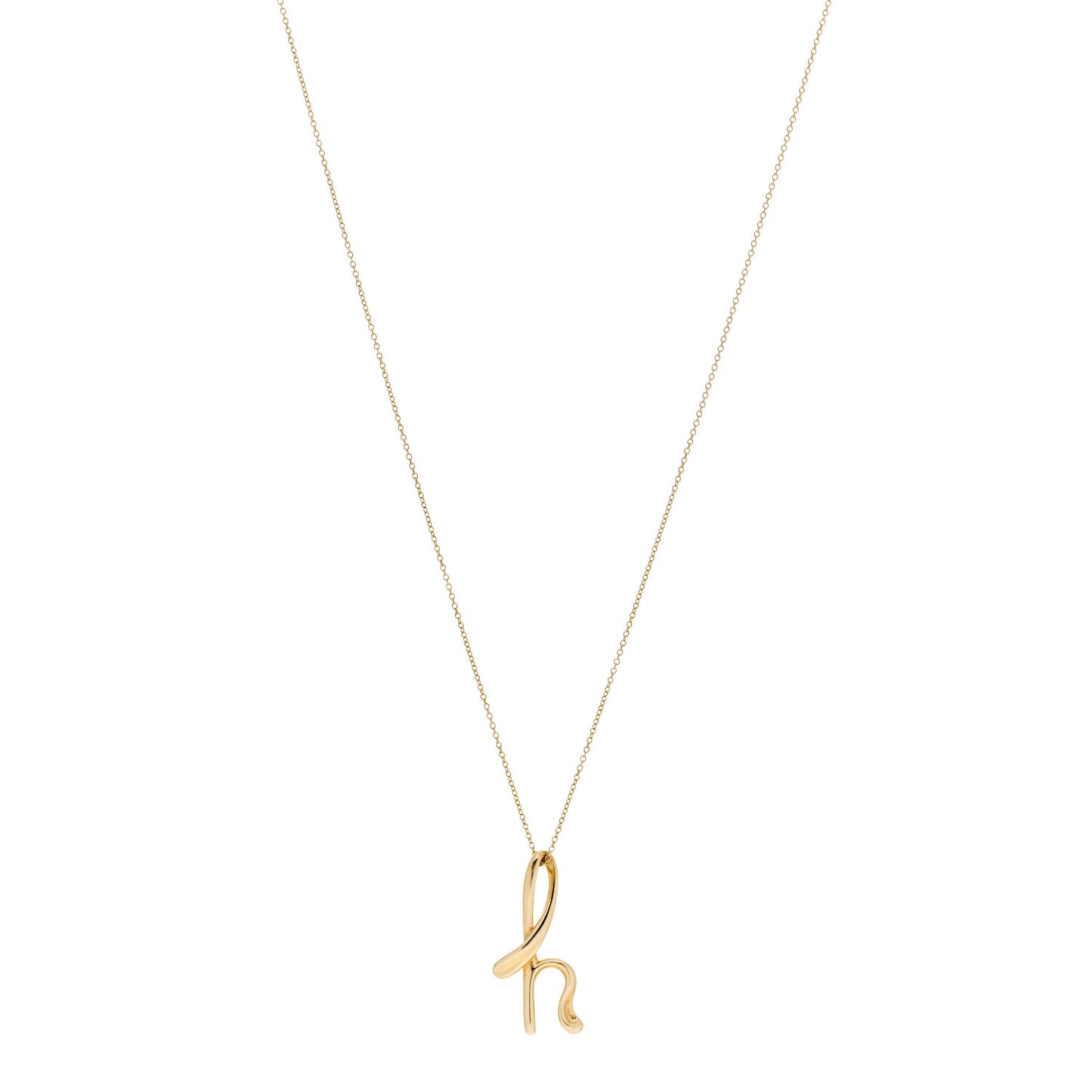 18K Yellow Gold Elsa Peretti Letter H Pendant Necklace