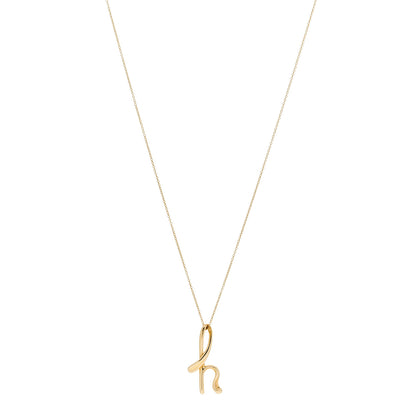 Tiffany 18K Yellow Gold Elsa Peretti Letter H Pendant Necklace 1 of 6