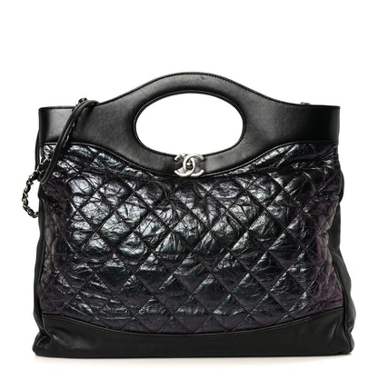 Chanel Crumpled Calfskin Quilted 31 Large Shopping Bag Black 1 of 10