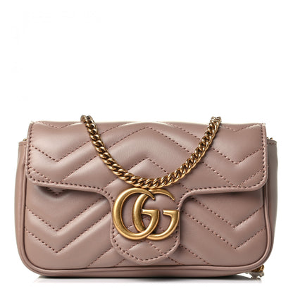 Gucci Calfskin Matelasse Super Mini GG Marmont Shoulder Bag Porcelain Rose 1 of 6