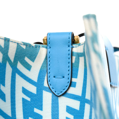 Fendi X SARAH COLEMAN Glazed Canvas Vitello King FF Vertigo Shopping Tote Bag Cyber Blue White 13 of 15