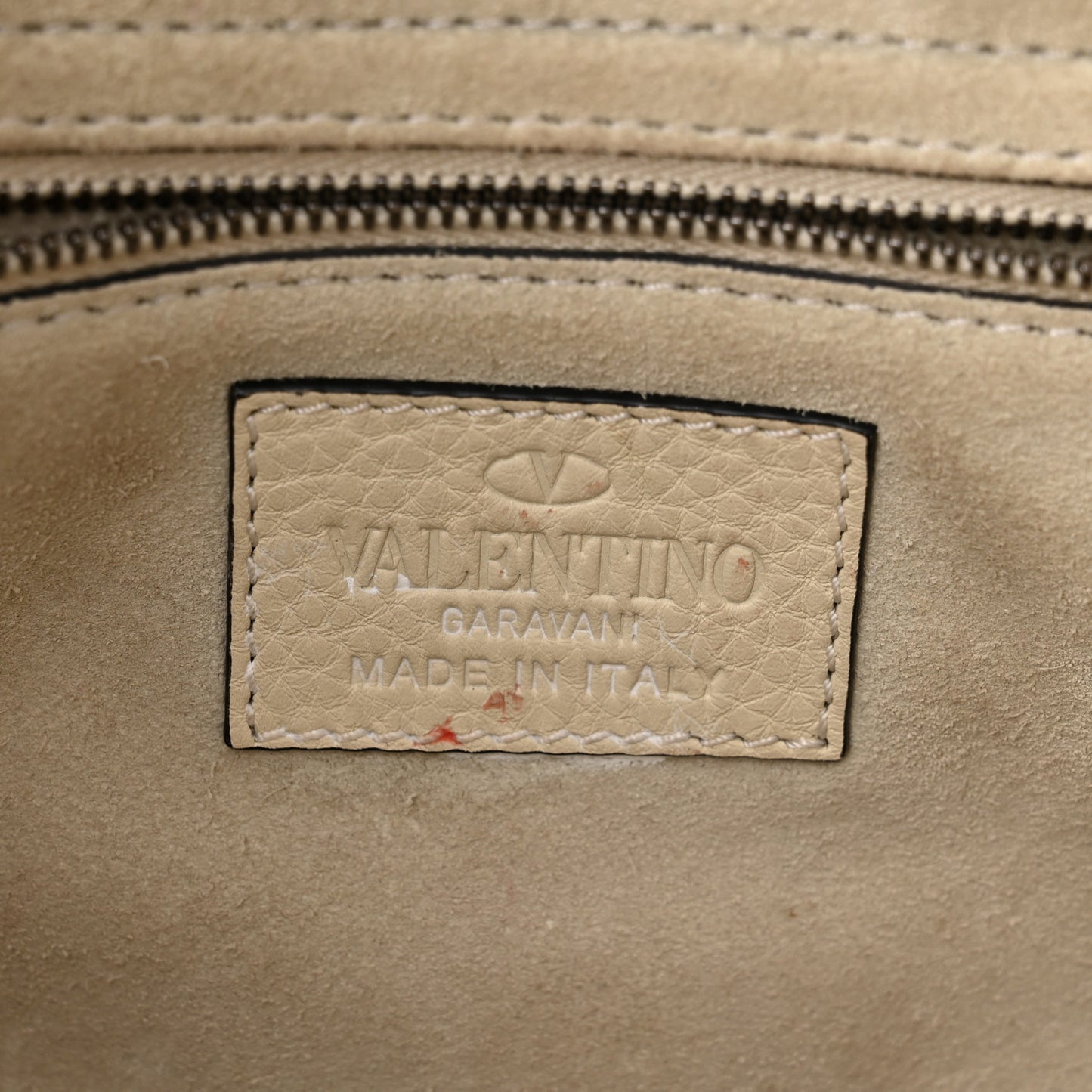 Grained Calfskin Rockstud Top Handle Flap Shoulder Bag Light Ivory