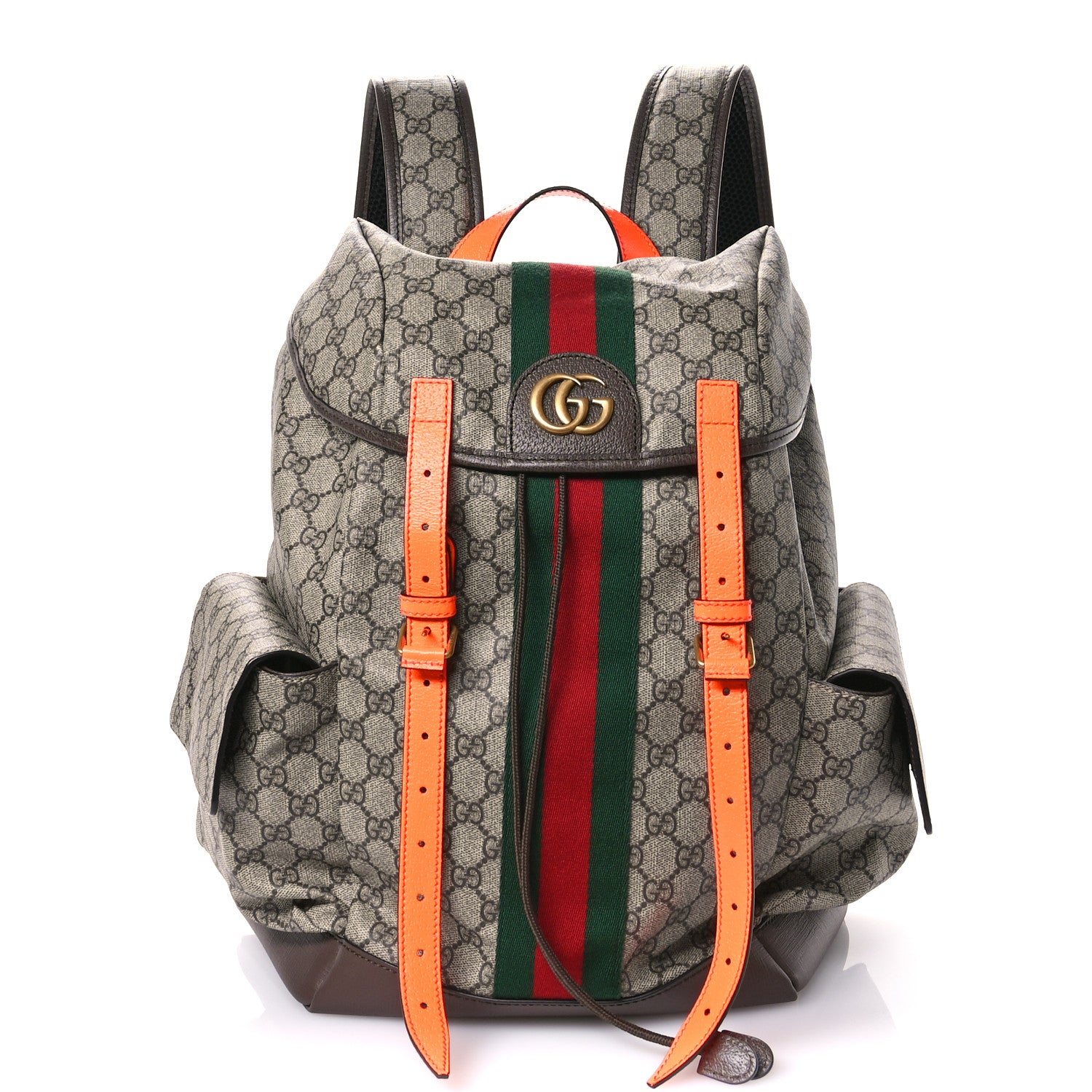 Gucci GG Supreme Monogram Medium Ophidia Double Buckle Backpack