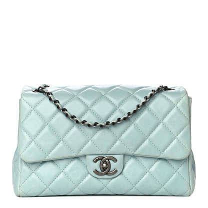 Chanel Glazed Calfskin Quilted Large Coco Soft Flap Light Blue 1 of 36
