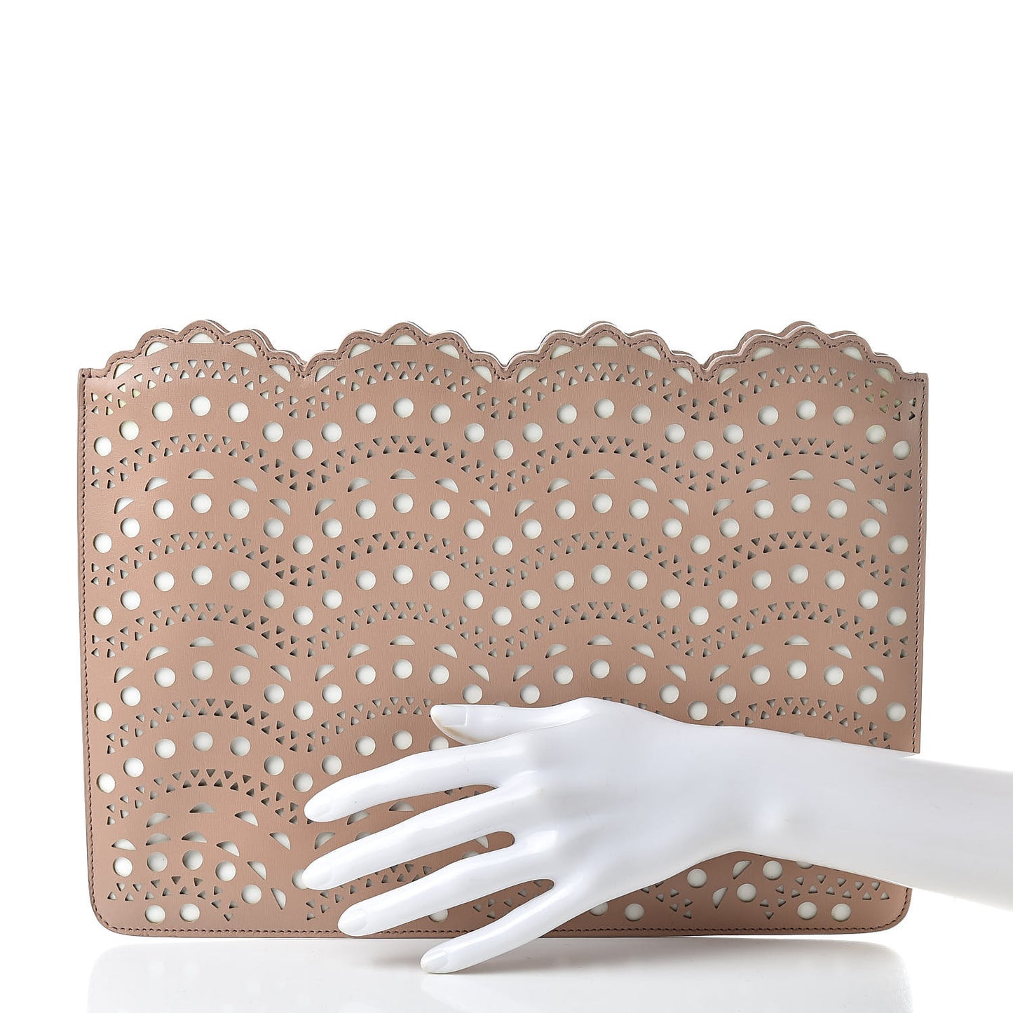 Calfskin Laser Cut Pochette MM Chair Blanc