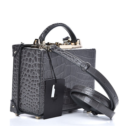 MCM Calfskin Crocodile Embossed Small Berlin Crossbody Charcoal 2 of 8
