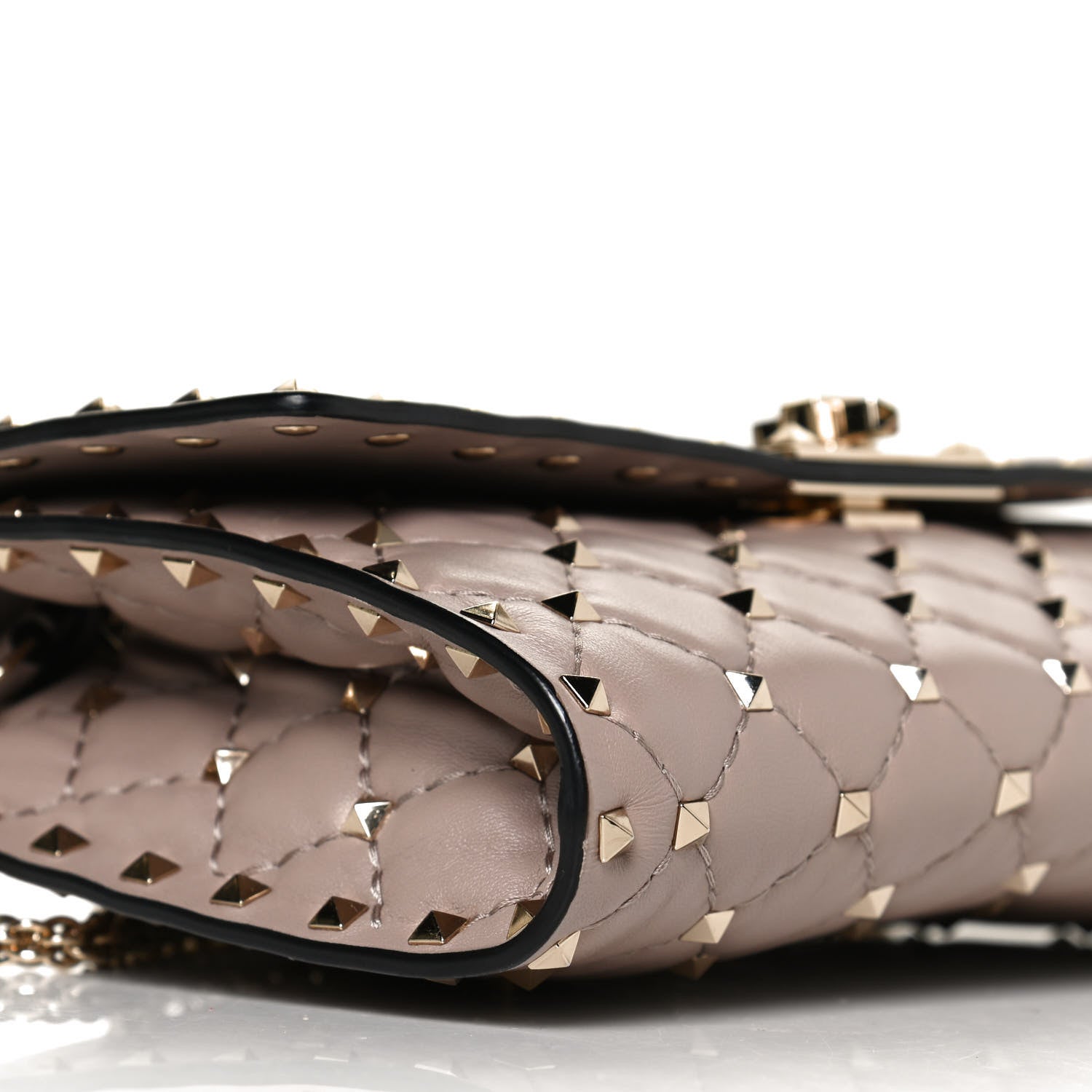 Valentino Garavani Lambskin Rockstud Spike Wallet on Chain Poudre 9 of 10