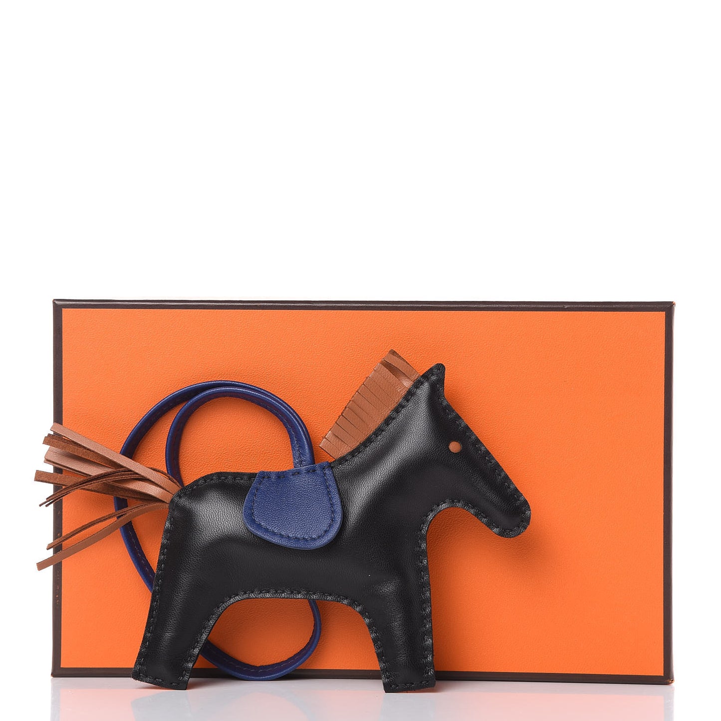 Milo Lambskin Grigri Rodeo Horse Bag Charm MM Black Bleu Saphir Gold