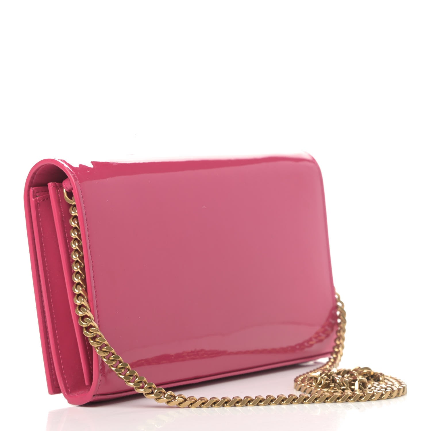 Saint Laurent Patent Calfskin Monogram Kate Chain Wallet Fresh Fuxia 2 of 5