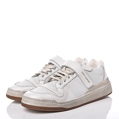 Saint Laurent Perforated Calfskin Mens Jeddo Sneakers 43 White 3 of 19