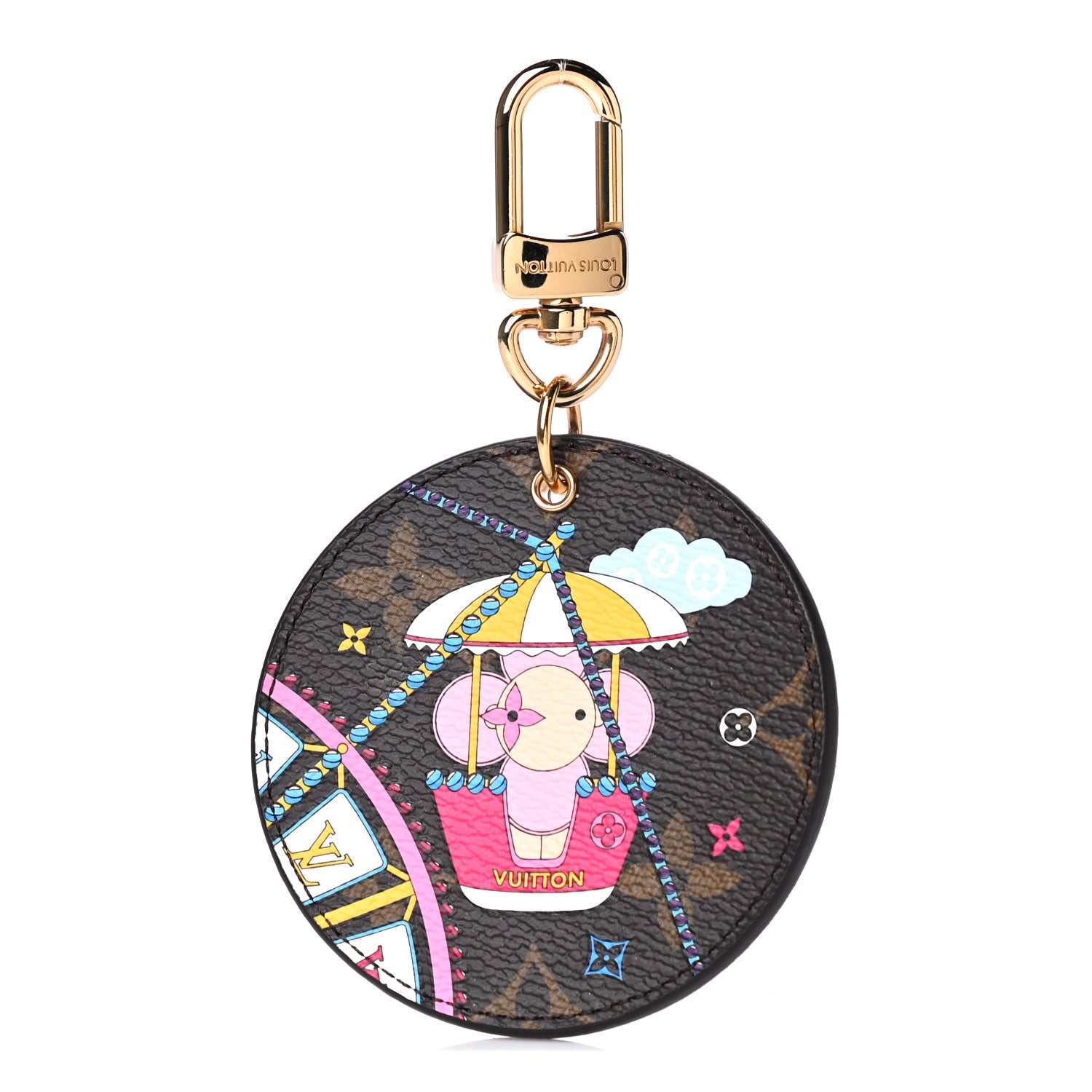 Louis Vuitton Monogram 2020 Christmas Animation Big Wheel Bag Charm Key Ring Rose Ballerine 2 of 13