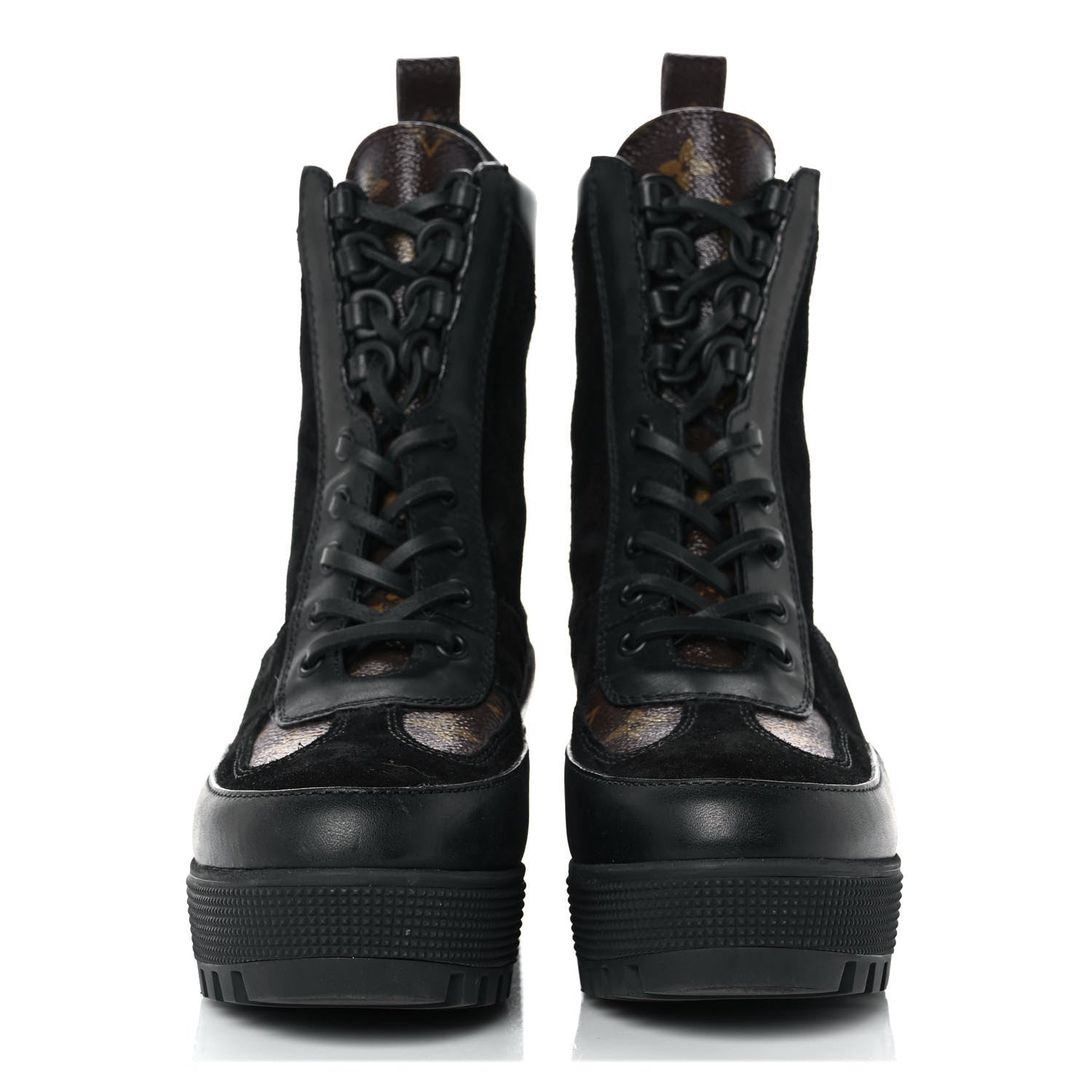 Louis Vuitton Suede Calfskin Monogram Laureate Platform Desert Boots 38 Black 2 of 7