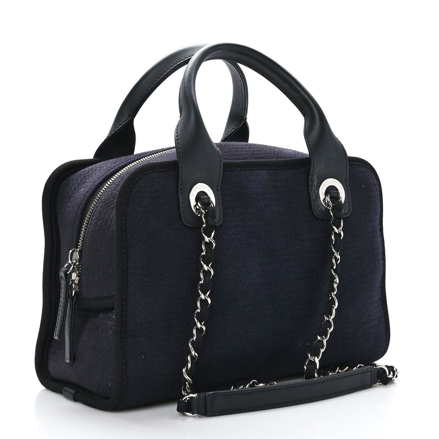Chanel Mixed Fibers Deauville Bowling Bag Black 3 of 9